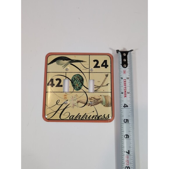 Vintage Creative CO-OP Double Gang Metal Light Switch Plate Cover Bird Happiness - Picture 3 of 5